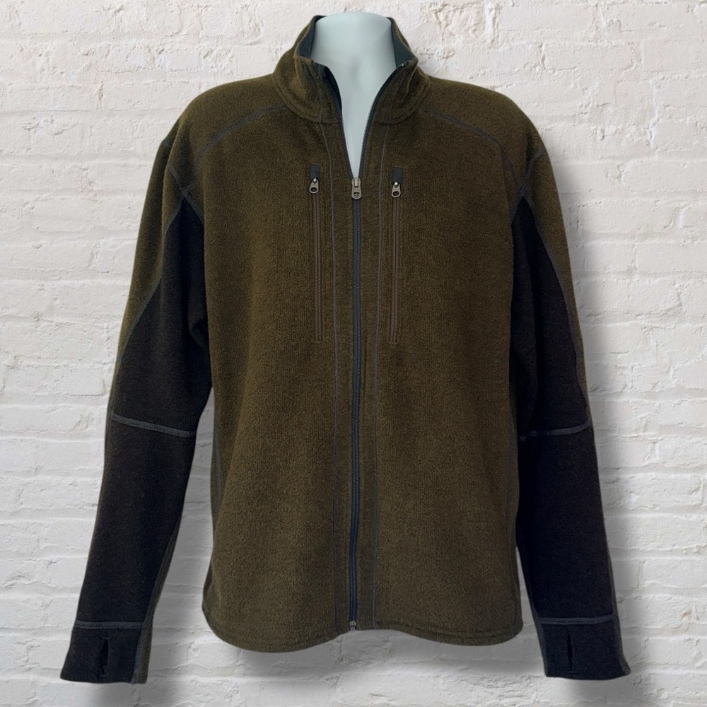 KÜHL Alpaca Kashmira Fleece Olive/Brown Jacket XXL Full Zip Performance Outdoor